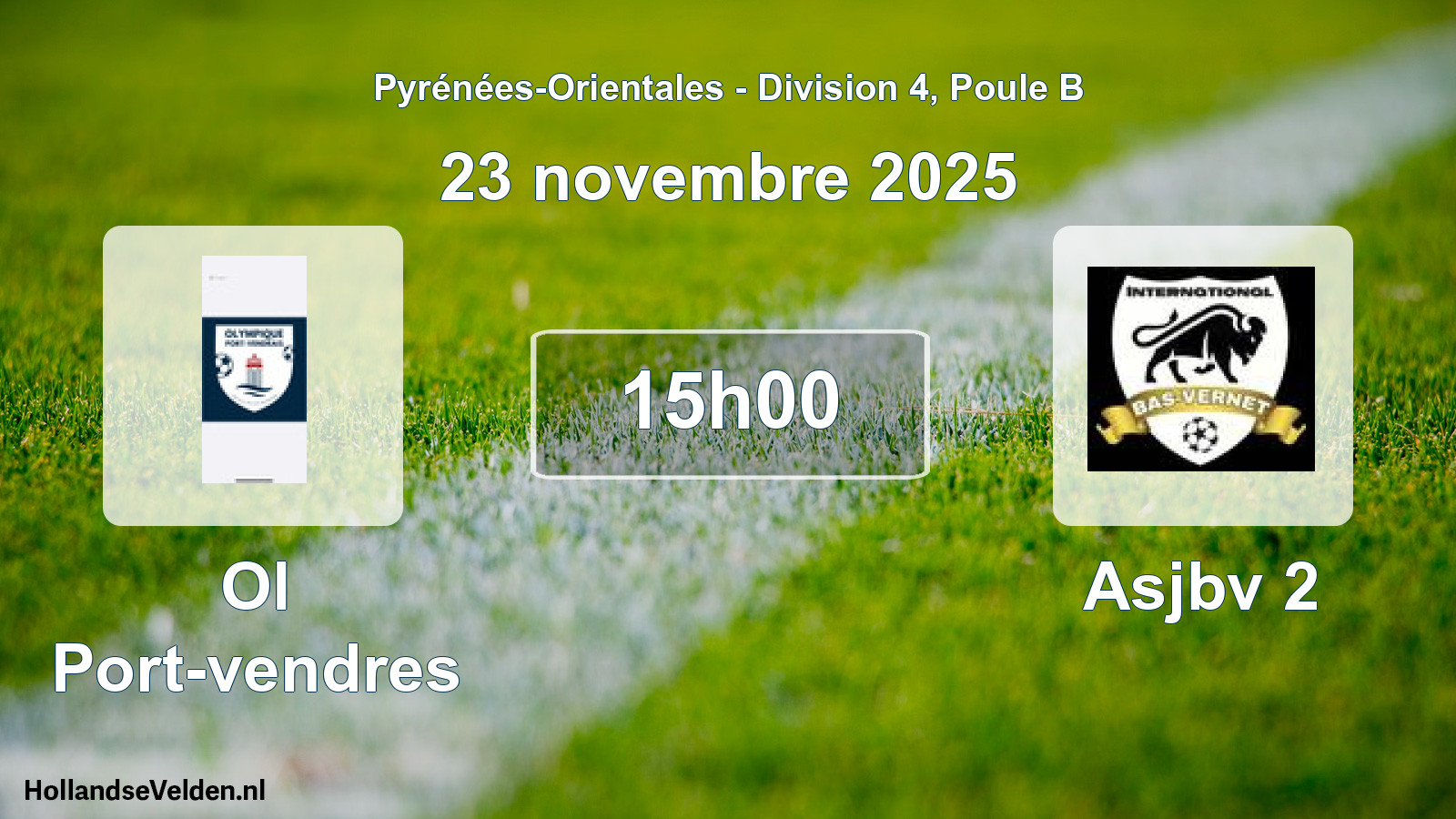 Match programmé: Ol Port-vendres - Asjbv 2 (23 novembre 2025)