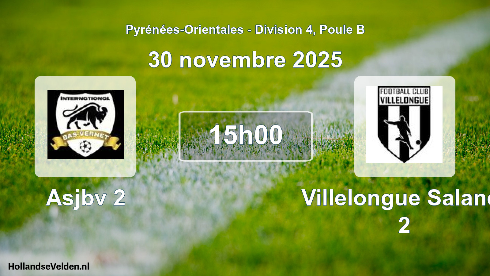 Match programmé: Asjbv 2 - Villelongue Salanq. 2 (30 novembre 2025)