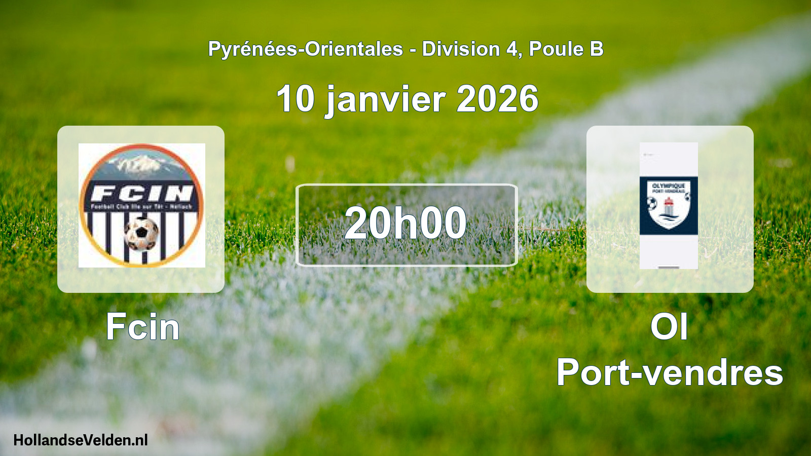 Match programmé: Fcin - Ol Port-vendres (10 janvier 2026)