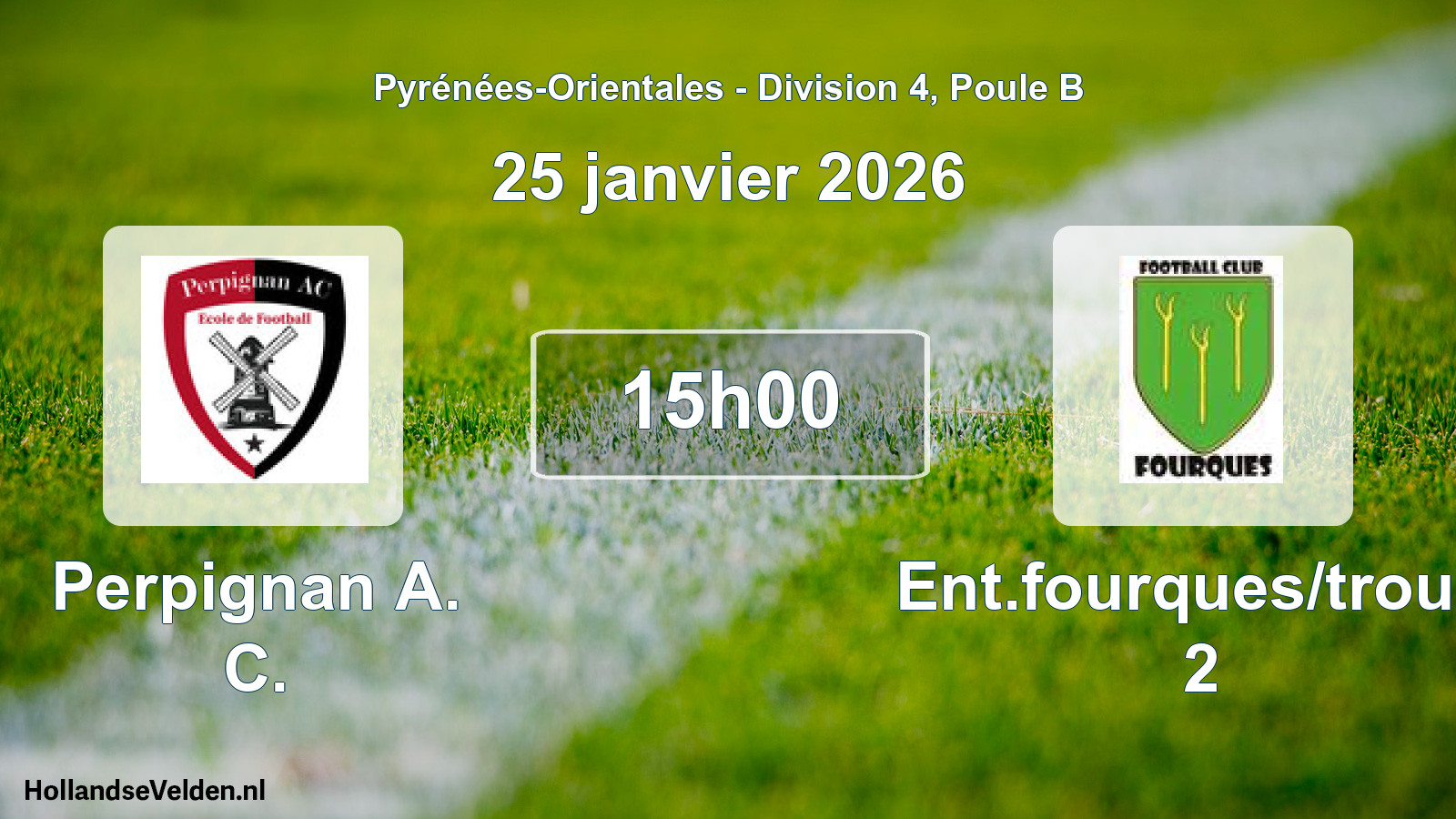 Match programmé: Perpignan A. C. - Ent.fourques/trouill 2 (25 janvier 2026)