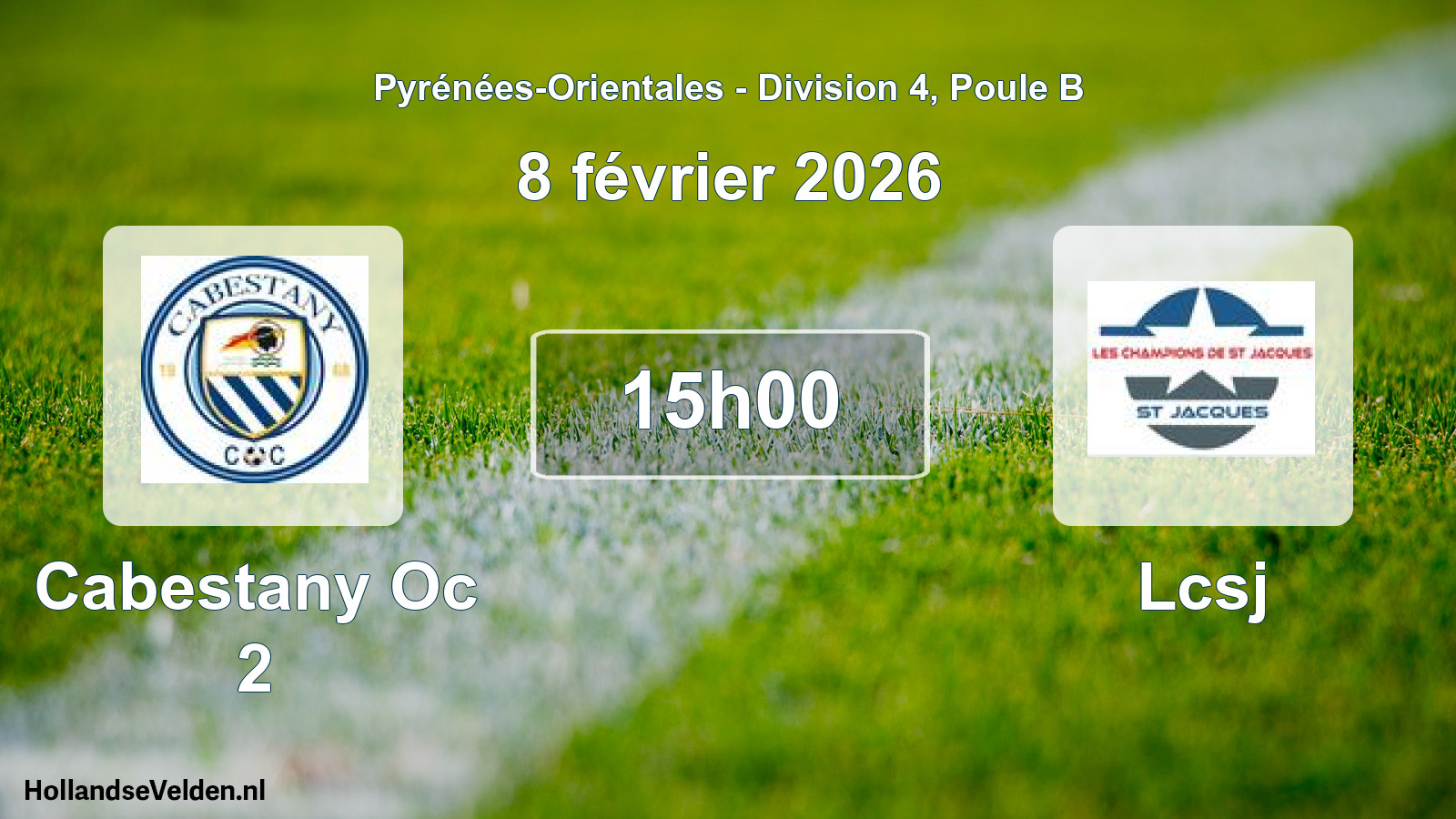 Match programmé: Cabestany Oc 2 - Lcsj (8 février 2026)