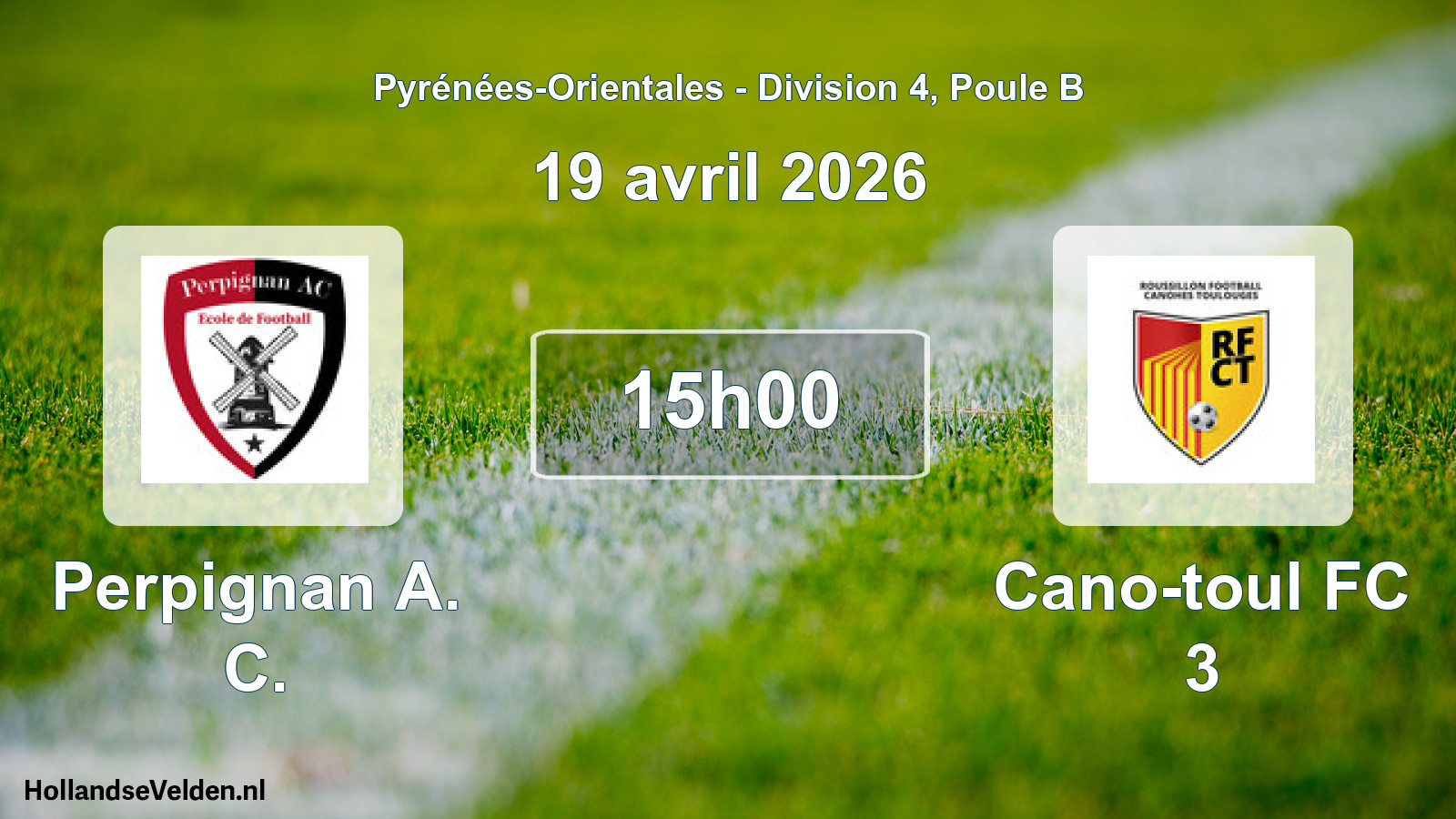 Match programmé: Perpignan A. C. - Cano-toul FC 3 (19 avril 2026)