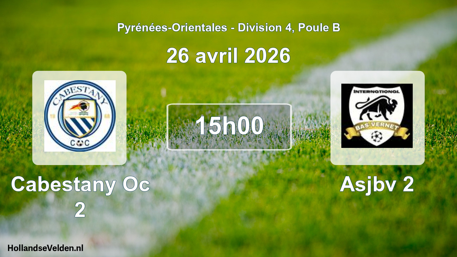 Scheduled Match: Cabestany Oc 2 - Asjbv 2 (26 April 2026)