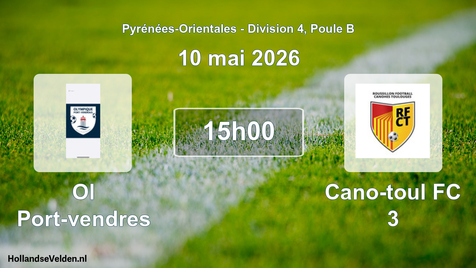Match programmé: Ol Port-vendres - Cano-toul FC 3 (10 mai 2026)