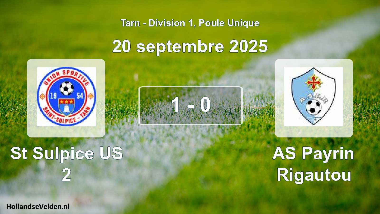 Gespeelde wedstrijd: St Sulpice US 2 - AS Payrin Rigautou 1 - 0 (20 september 2025)