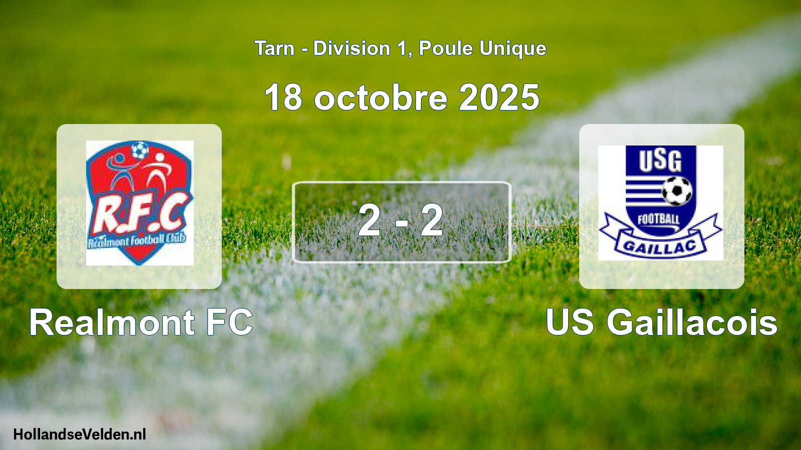 Match joué: Realmont FC - US Gaillacois 2 - 2 (18 octobre 2025)