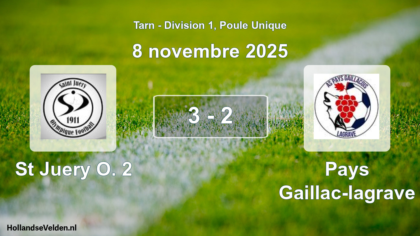 Match joué: St Juery O. 2 - Pays Gaillac-lagrave 3 - 2 (8 novembre 2025)