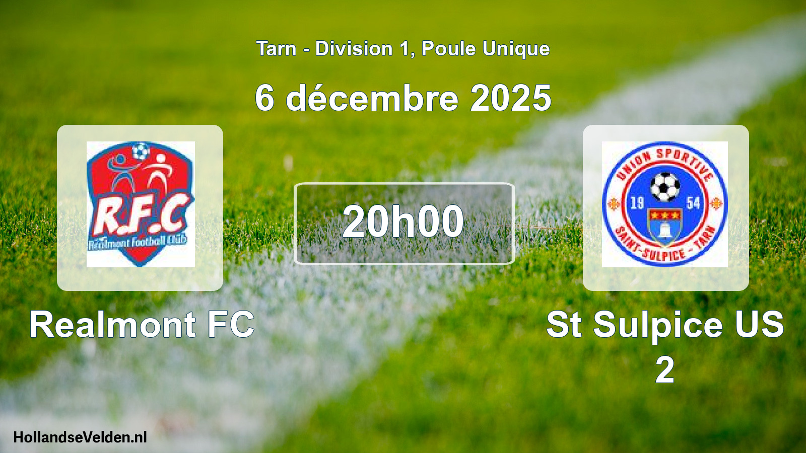 Match programmé: Realmont FC - St Sulpice US 2 (6 décembre 2025)