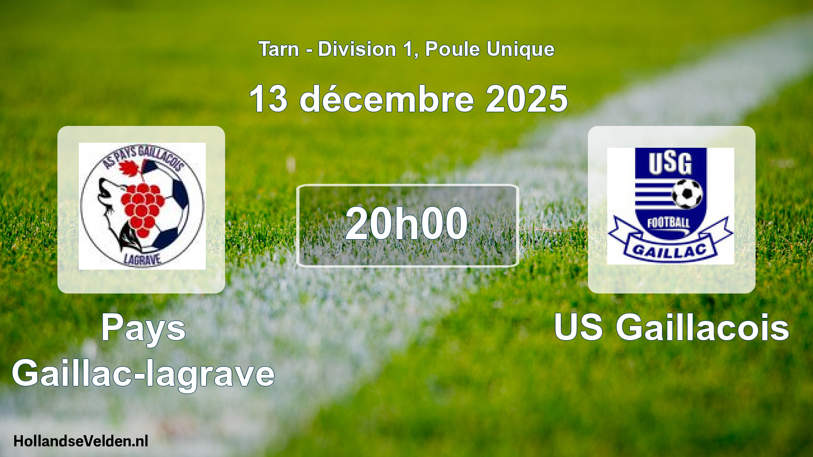 Match programmé: Pays Gaillac-lagrave - US Gaillacois (13 décembre 2025)