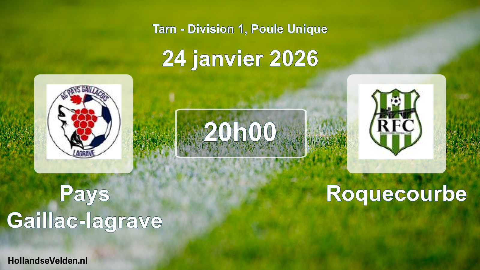 Match programmé: Pays Gaillac-lagrave - Roquecourbe (24 janvier 2026)