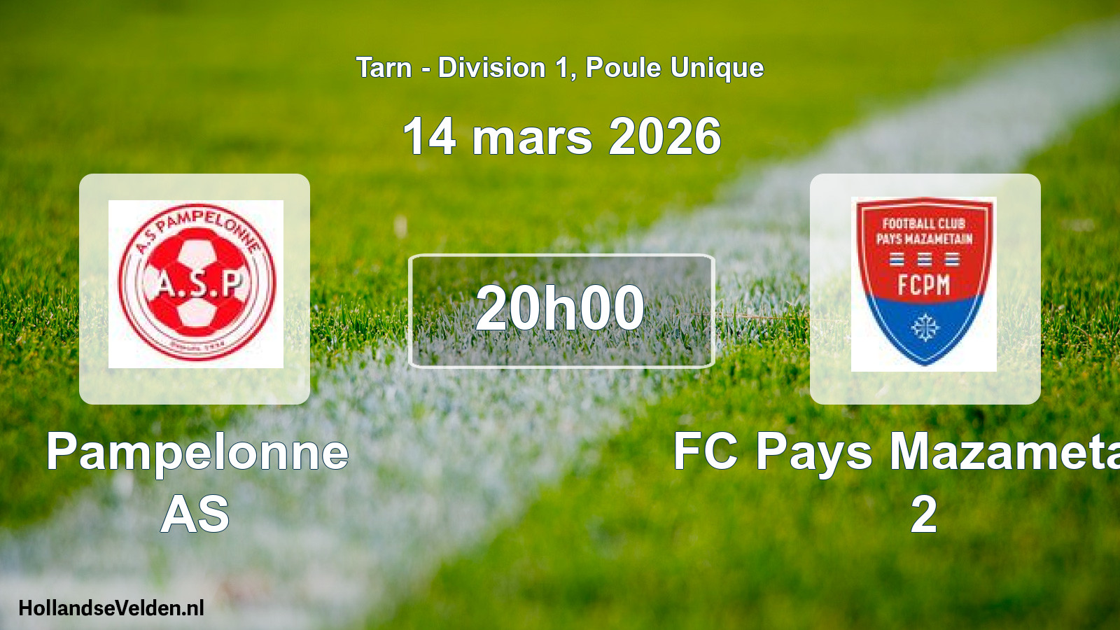Geplande wedstrijd: Pampelonne AS - FC Pays Mazametain 2 (14 maart 2026)