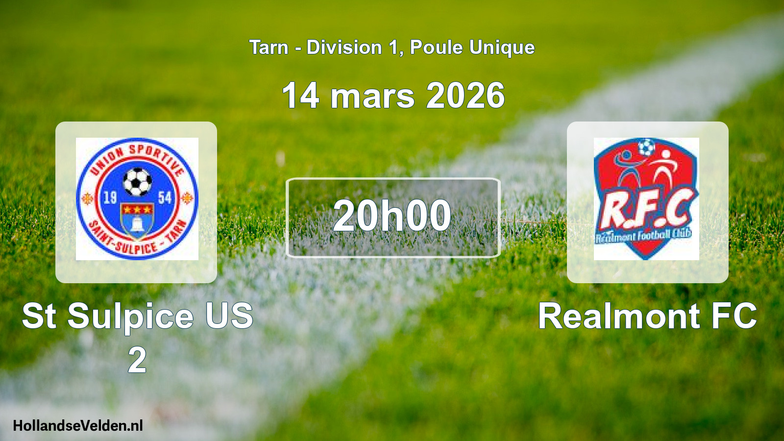 Match programmé: St Sulpice US 2 - Realmont FC (14 mars 2026)