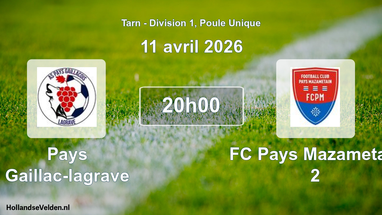 Geplande wedstrijd: Pays Gaillac-lagrave - FC Pays Mazametain 2 (11 april 2026)