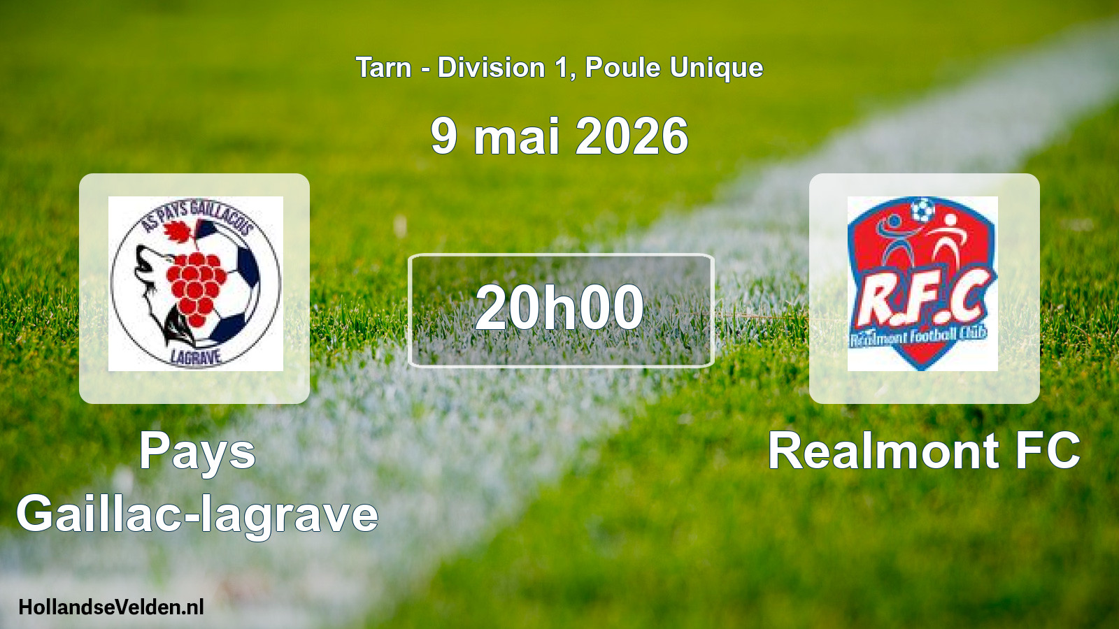Match programmé: Pays Gaillac-lagrave - Realmont FC (9 mai 2026)