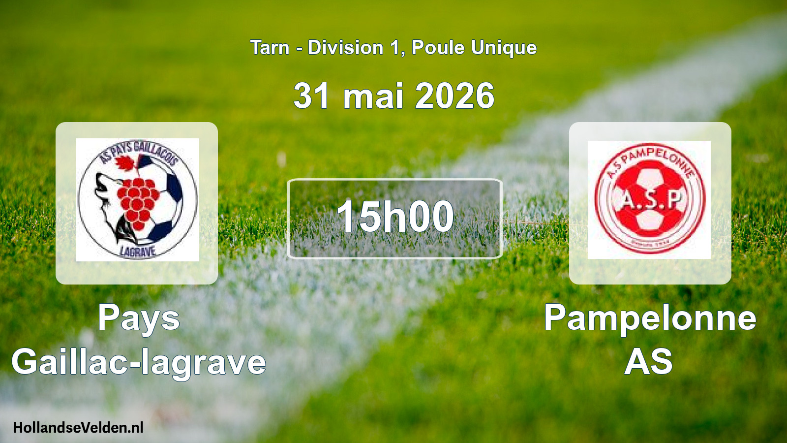 Match programmé: Pays Gaillac-lagrave - Pampelonne AS (31 mai 2026)