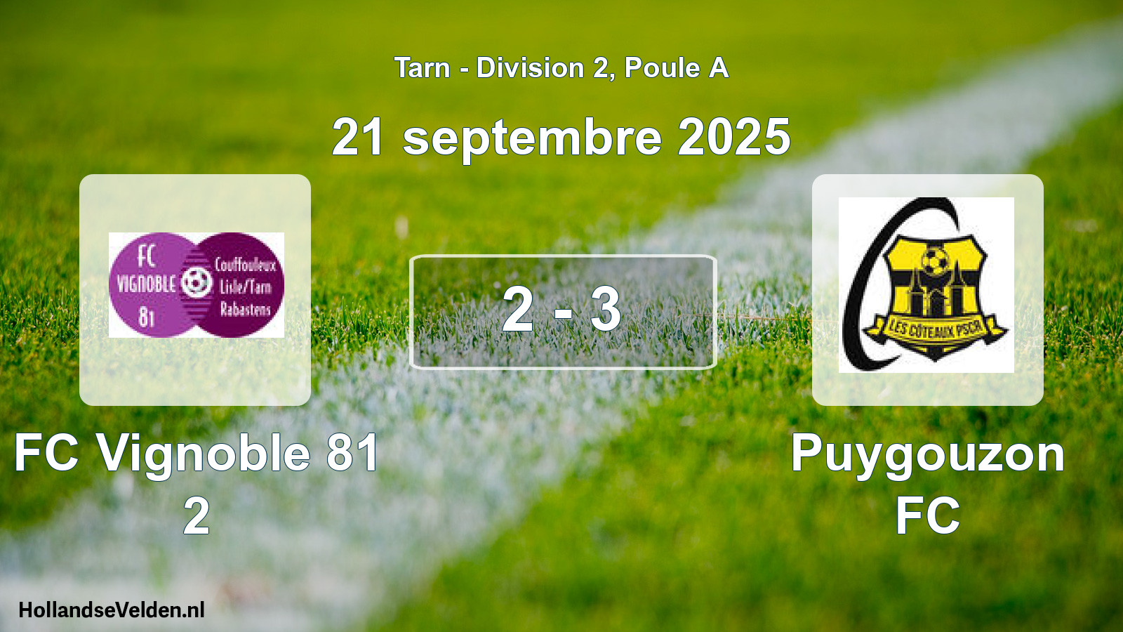 Match joué: FC Vignoble 81 2 - Puygouzon FC 2 - 3 (21 septembre 2025)