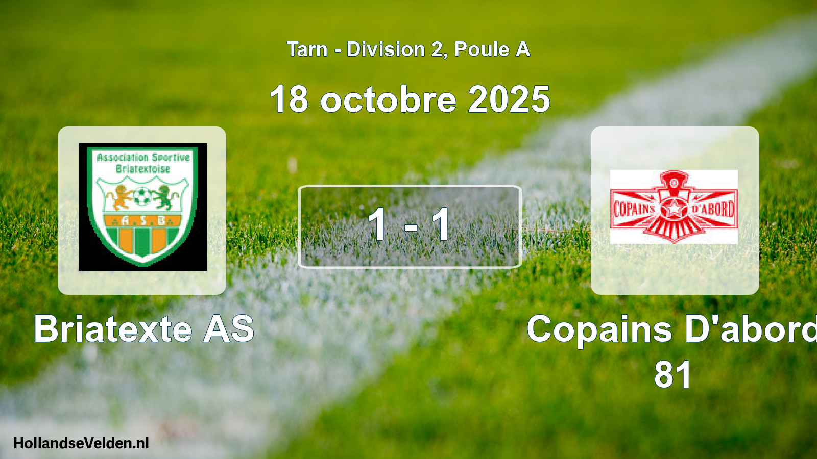 Gespeelde wedstrijd: Briatexte AS - Copains D'abord 81 1 - 1 (18 oktober 2025)