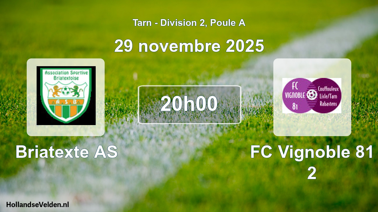 Match programmé: Briatexte AS - FC Vignoble 81 2 (29 novembre 2025)