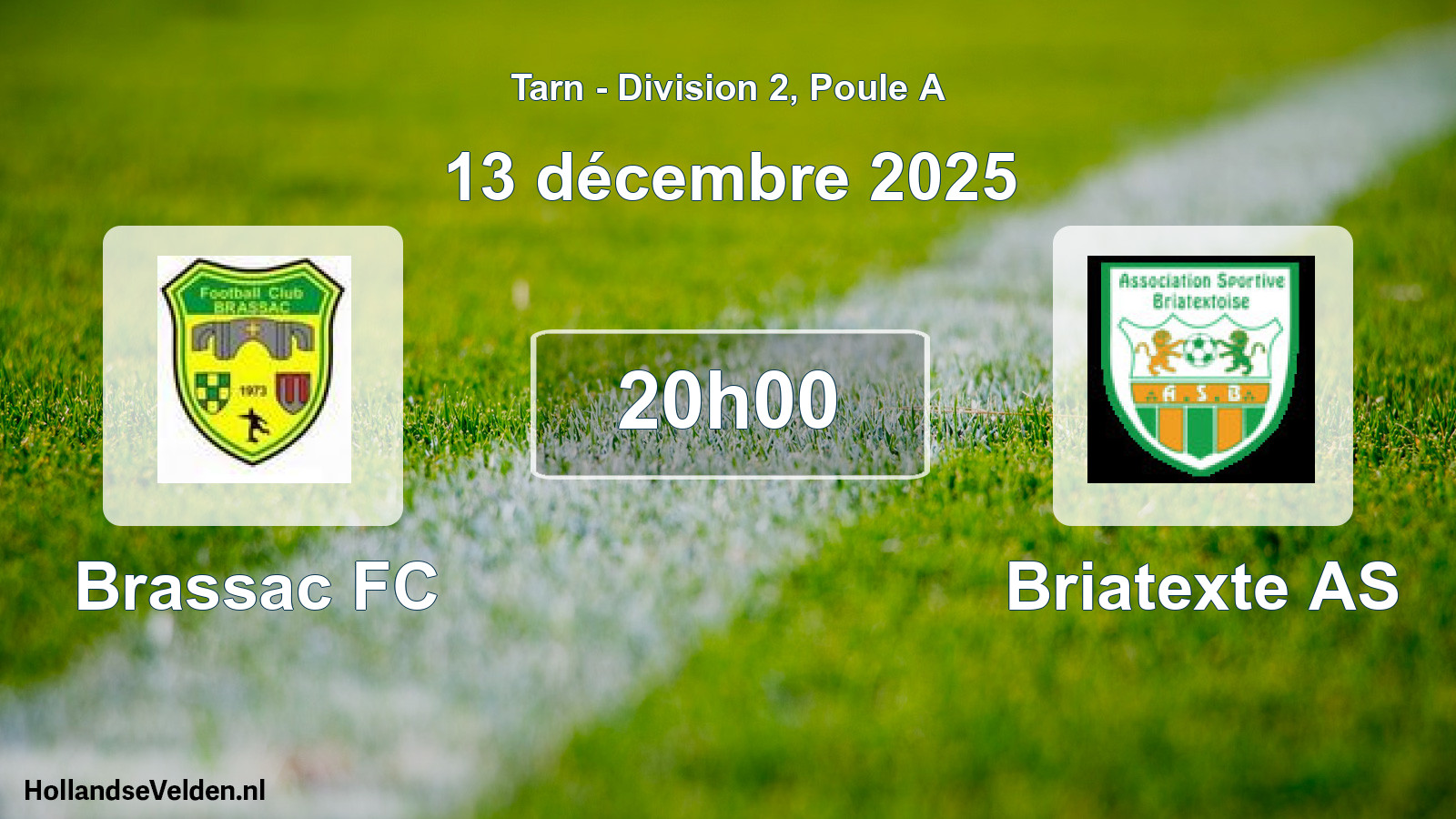 Match programmé: Brassac FC - Briatexte AS (13 décembre 2025)