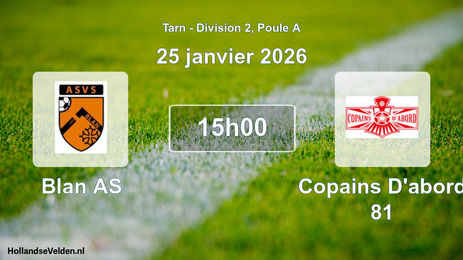 Match programmé: Blan AS - Copains D'abord 81 (25 janvier 2026)