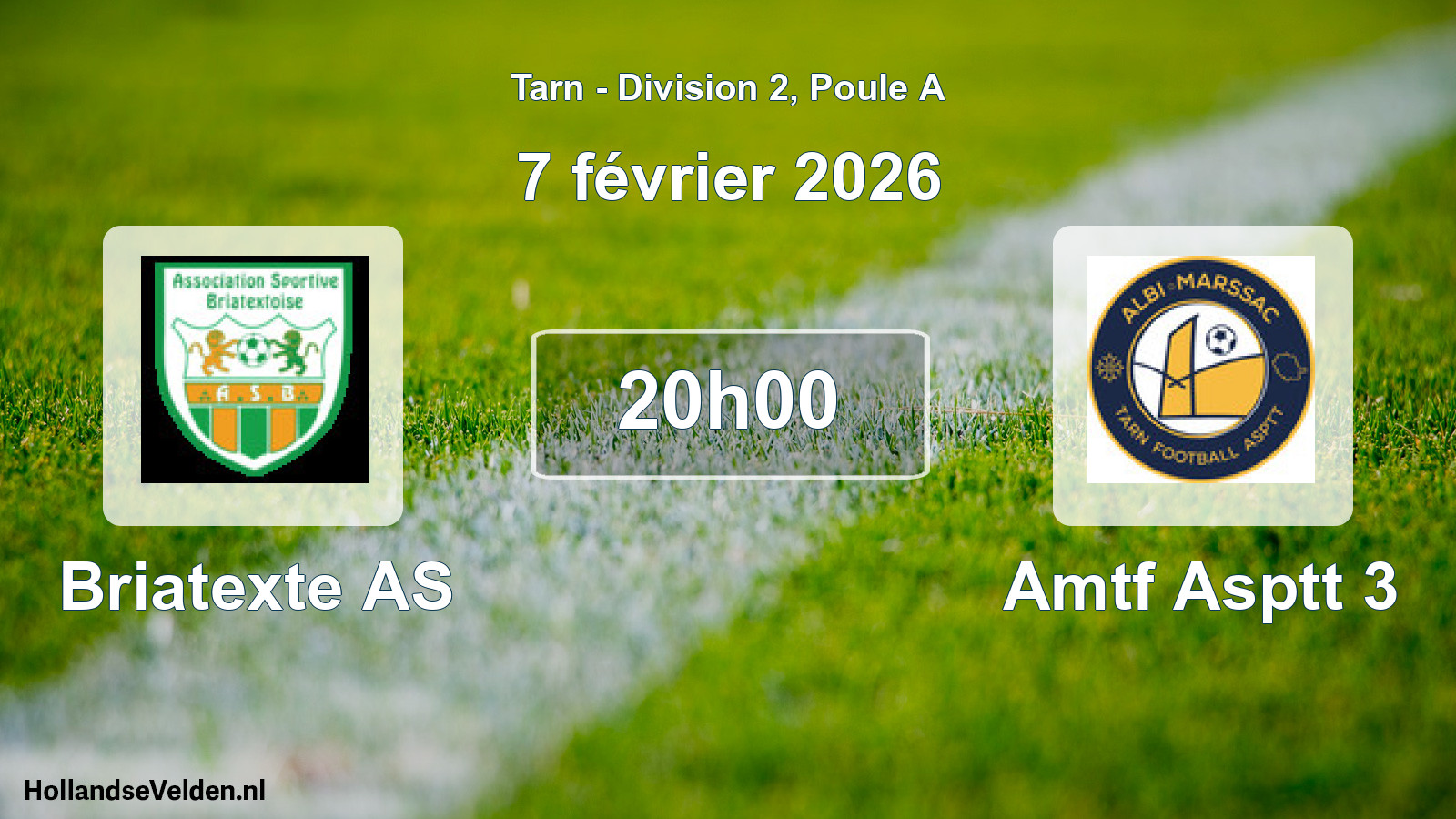 Match programmé: Briatexte AS - Amtf Asptt 3 (7 février 2026)