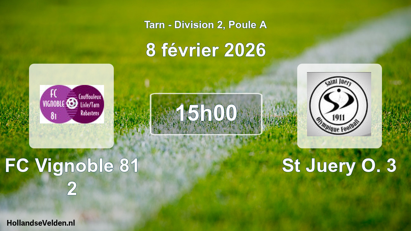 Match programmé: FC Vignoble 81 2 - St Juery O. 3 (8 février 2026)
