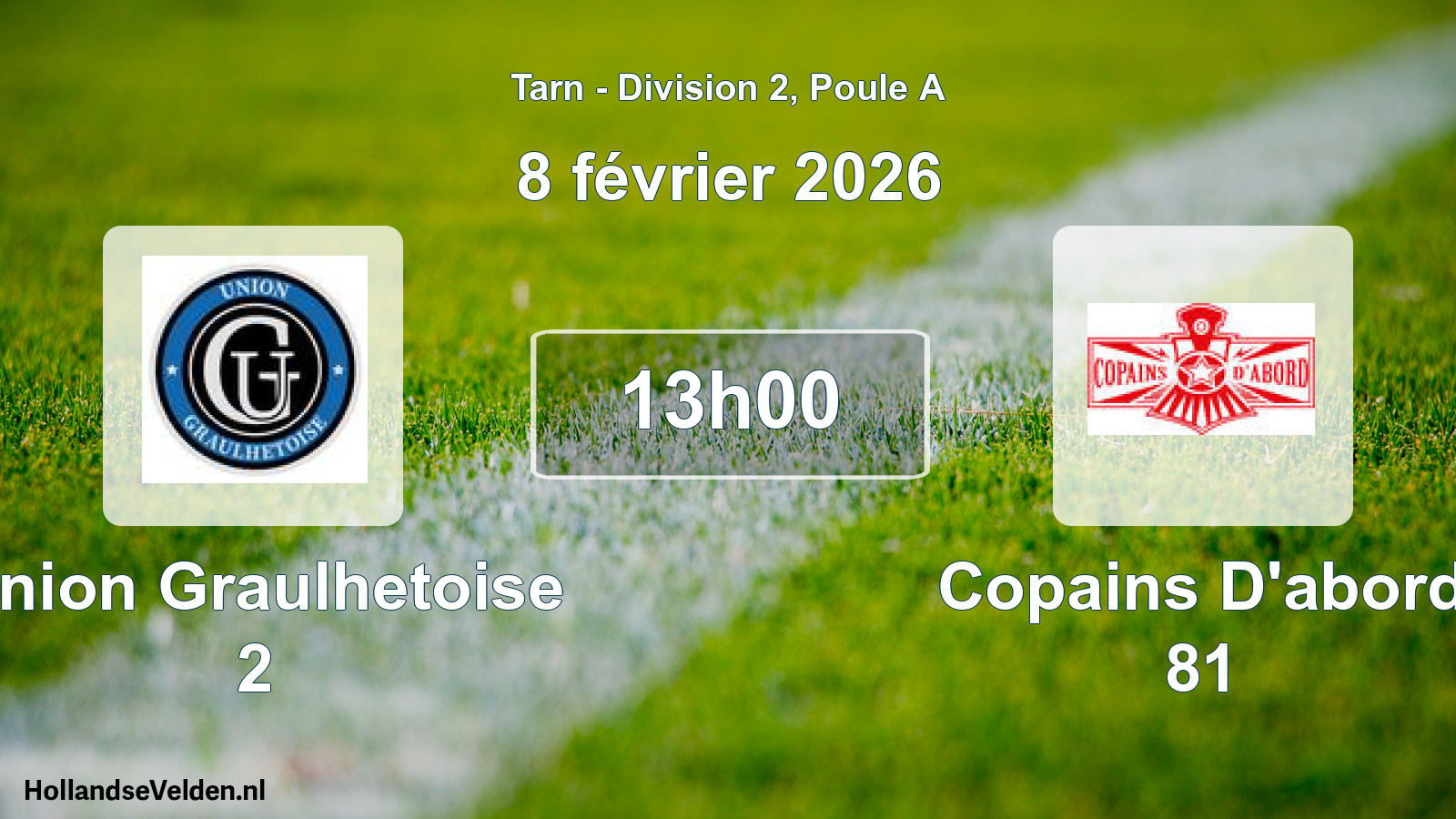 Match programmé: Union Graulhetoise 2 - Copains D'abord 81 (8 février 2026)