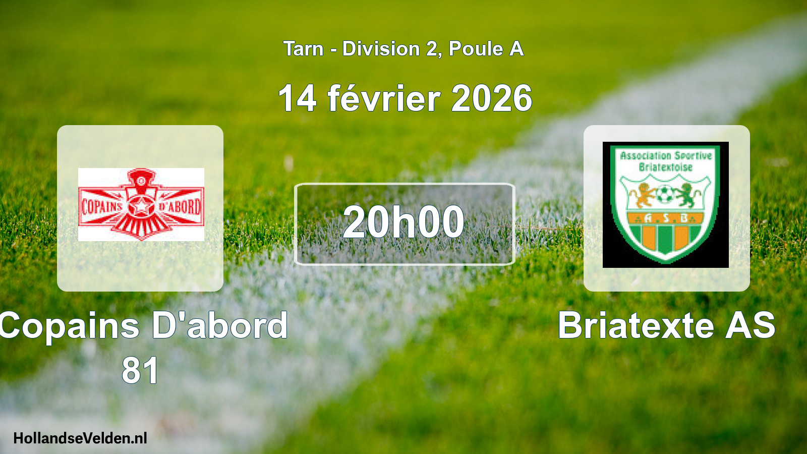 Match programmé: Copains D'abord 81 - Briatexte AS (14 février 2026)
