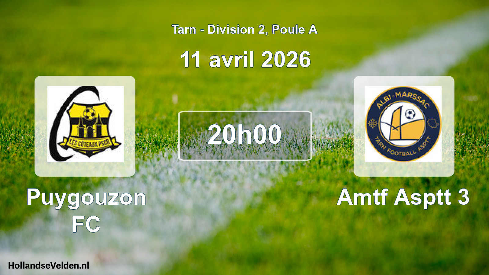 Match programmé: Puygouzon FC - Amtf Asptt 3 (11 avril 2026)