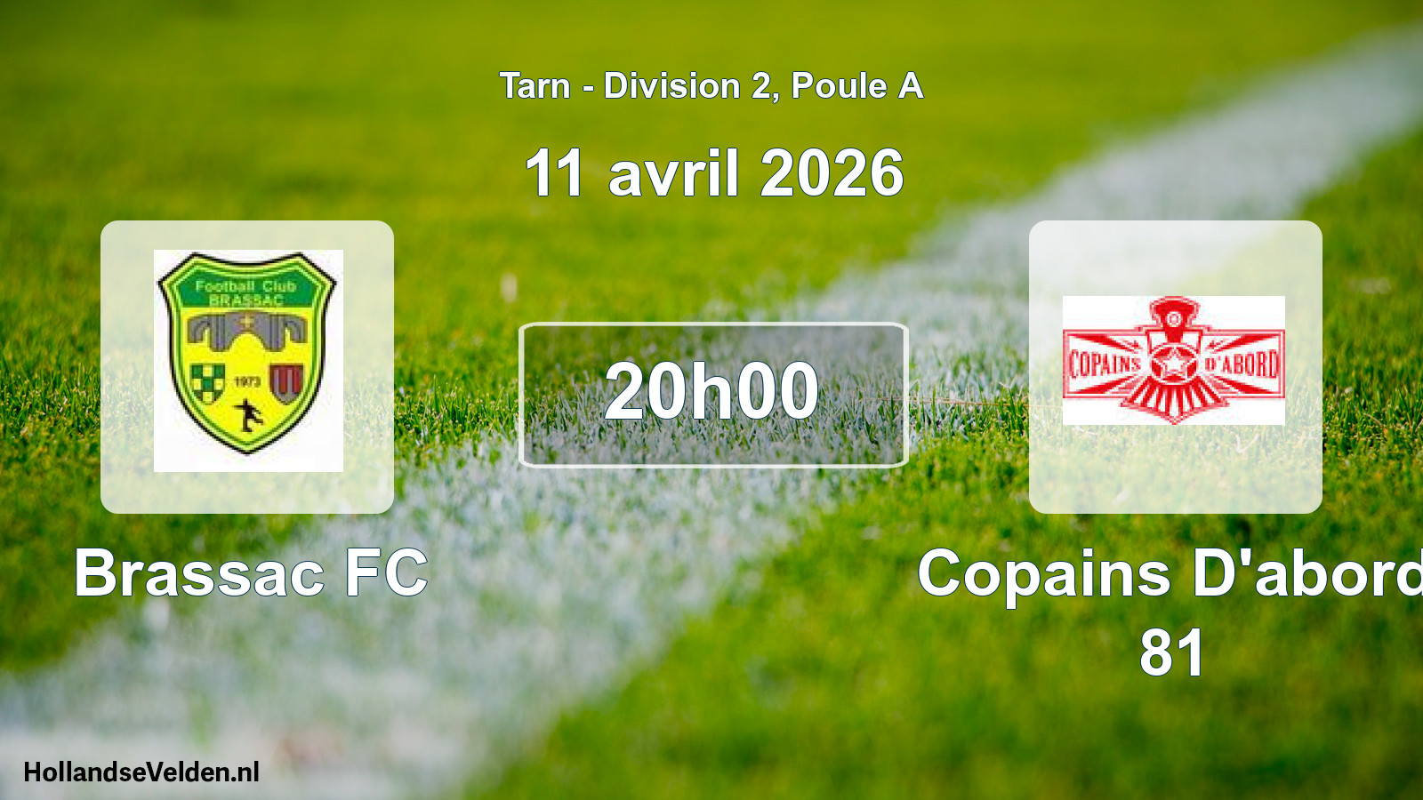 Match programmé: Brassac FC - Copains D'abord 81 (11 avril 2026)