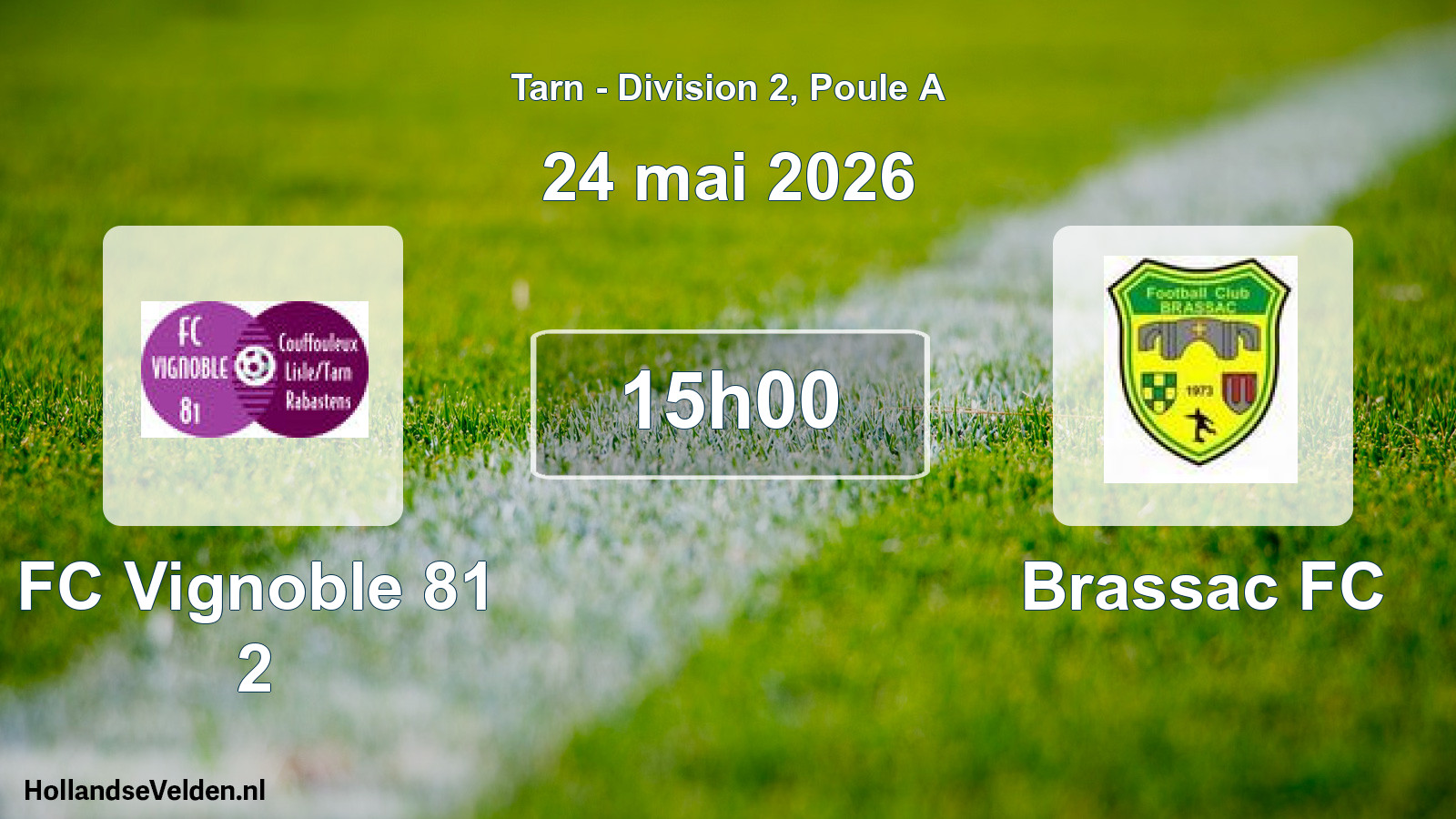 Match programmé: FC Vignoble 81 2 - Brassac FC (24 mai 2026)