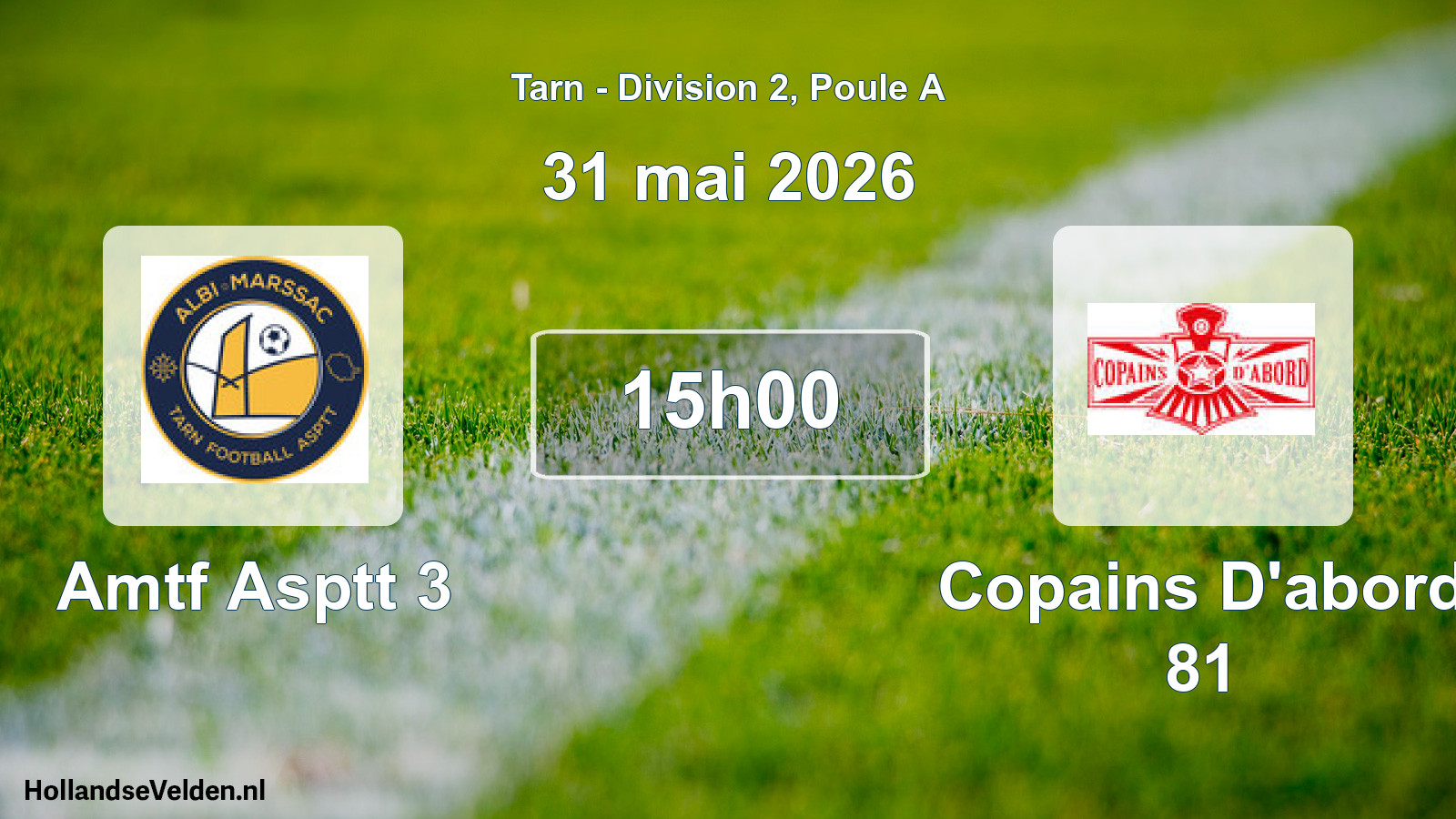 Match programmé: Amtf Asptt 3 - Copains D'abord 81 (31 mai 2026)