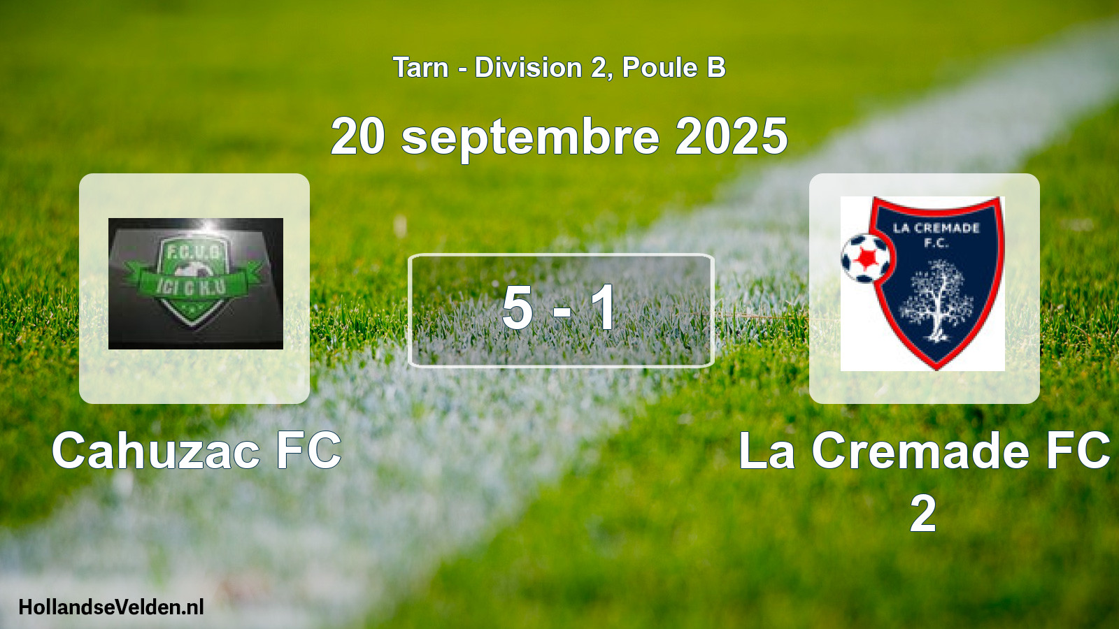 Gespeelde wedstrijd: Cahuzac FC - La Cremade FC 2 5 - 1 (20 september 2025)