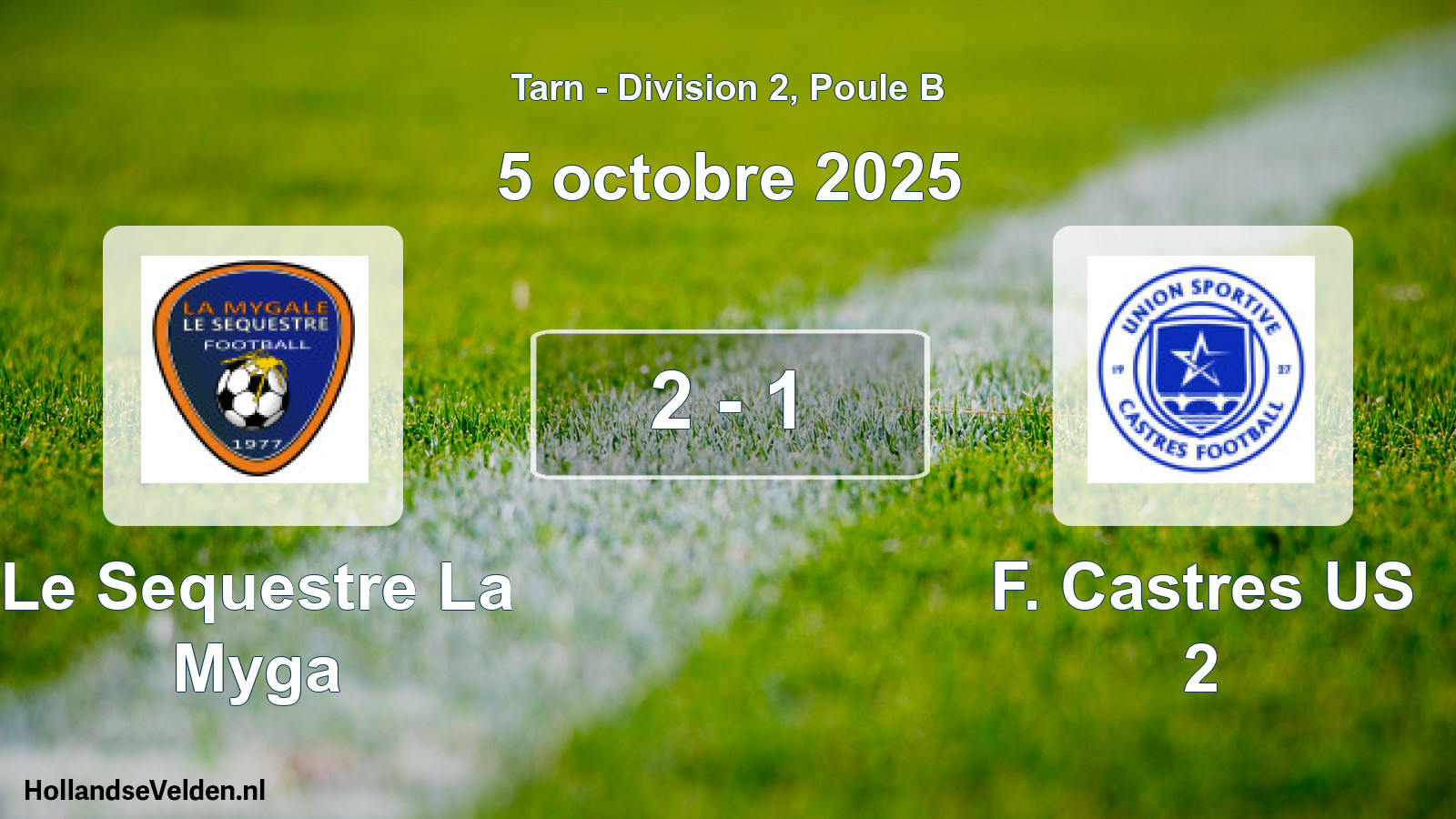Gespeelde wedstrijd: Le Sequestre La Myga - F. Castres US 2 2 - 1 (5 oktober 2025)