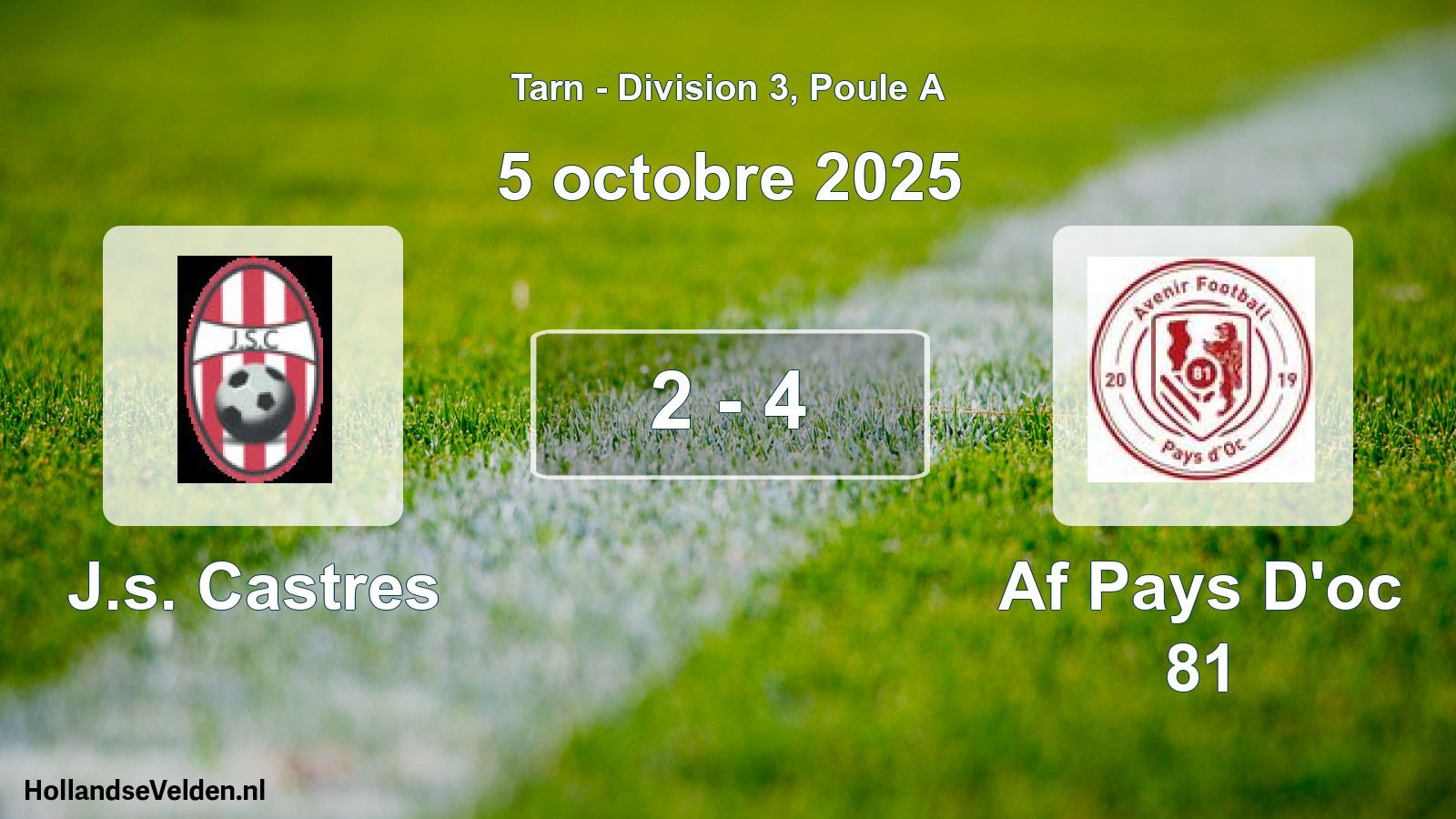 Gespeelde wedstrijd: J.s. Castres - Af Pays D'oc 81 2 - 4 (5 oktober 2025)