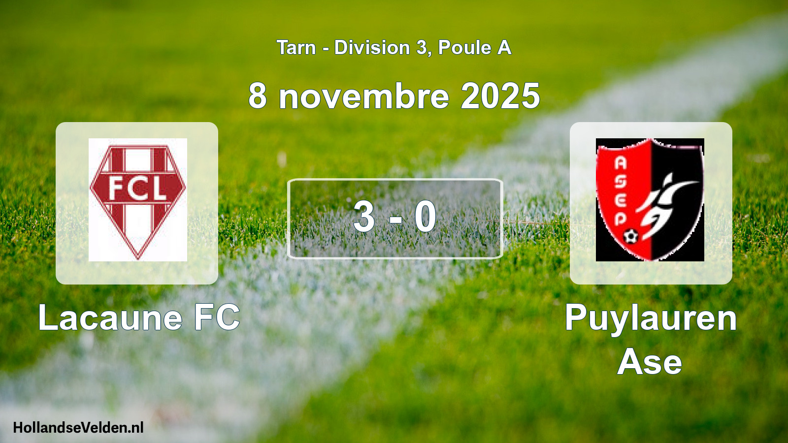 Match joué: Lacaune FC - Puylauren Ase 3 - 0 (8 novembre 2025)