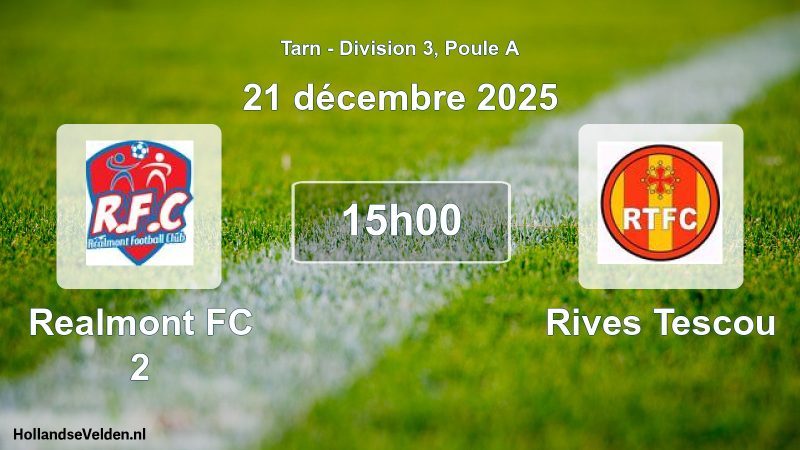 Match programmé: Realmont FC 2 - Rives Tescou (9 novembre 2025)