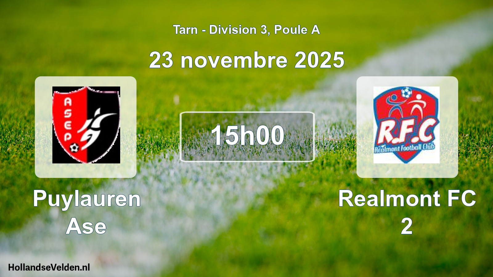 Match programmé: Puylauren Ase - Realmont FC 2 (23 novembre 2025)