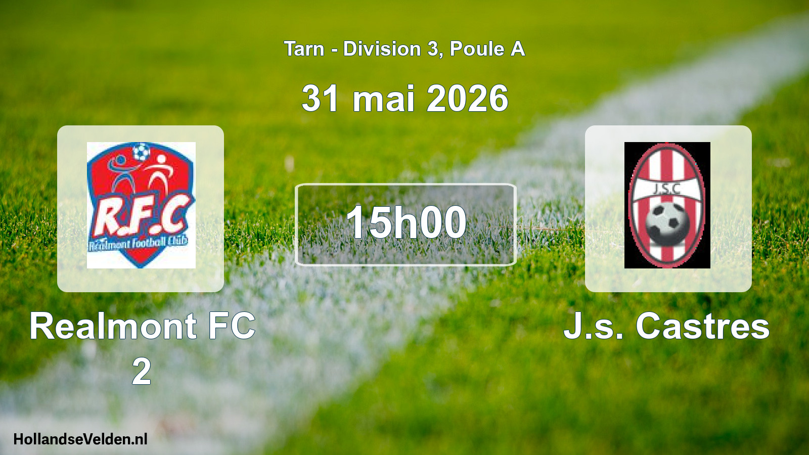 Match programmé: Realmont FC 2 - J.s. Castres (31 mai 2026)