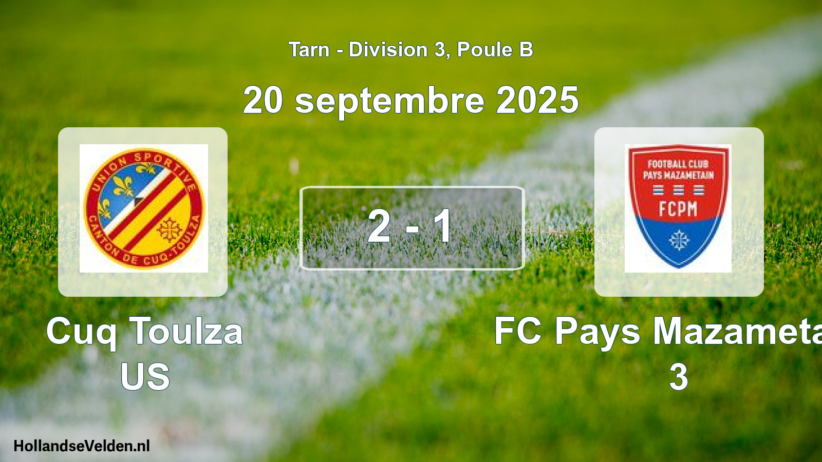 Match joué: Cuq Toulza US - FC Pays Mazametain 3 2 - 1 (20 septembre 2025)