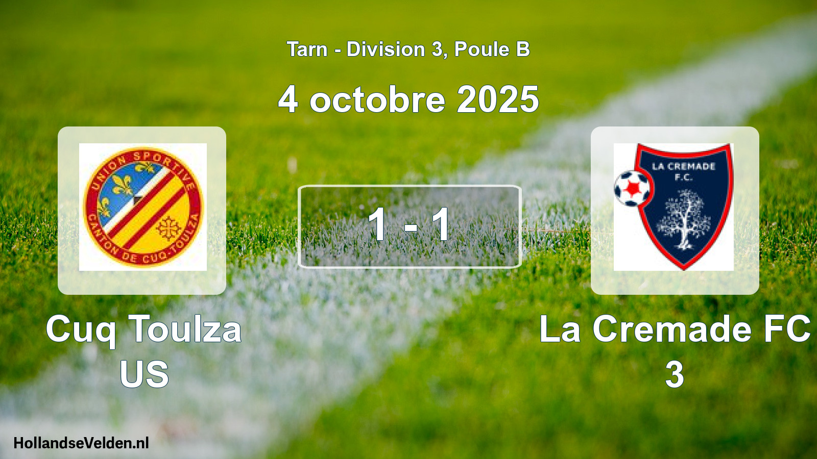 Match joué: Cuq Toulza US - La Cremade FC 3 1 - 1 (4 octobre 2025)