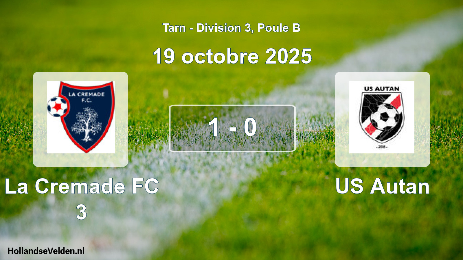 Match joué: La Cremade FC 3 - US Autan 1 - 0 (19 octobre 2025)