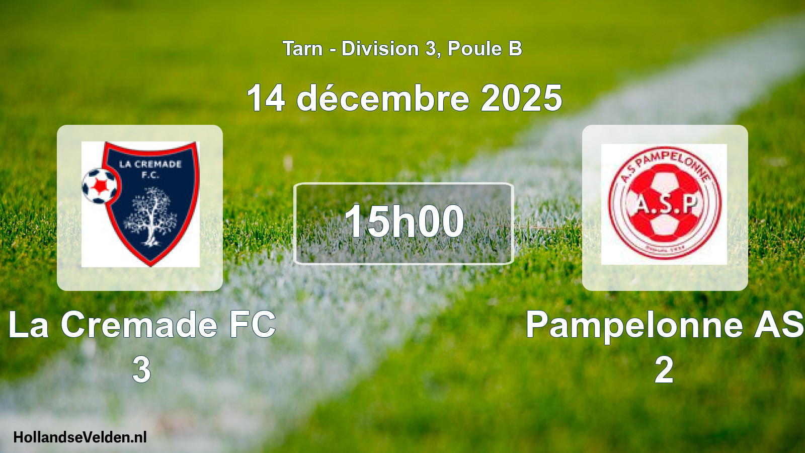 Match programmé: La Cremade FC 3 - Pampelonne AS 2 (14 décembre 2025)