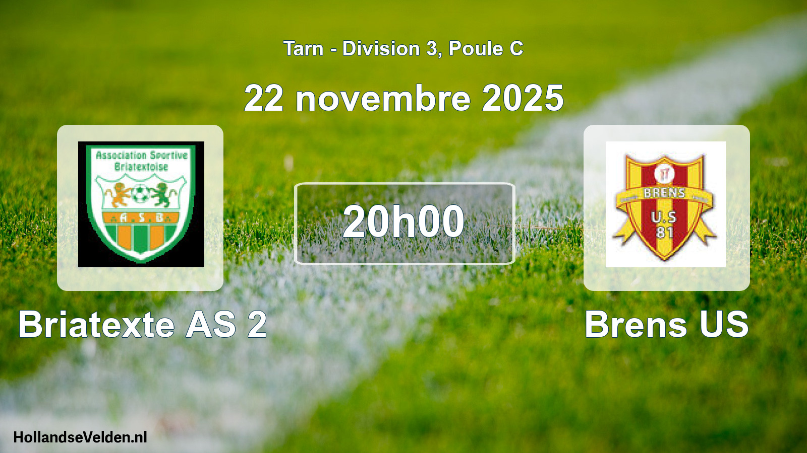 Match programmé: Briatexte AS 2 - Brens US (22 novembre 2025)