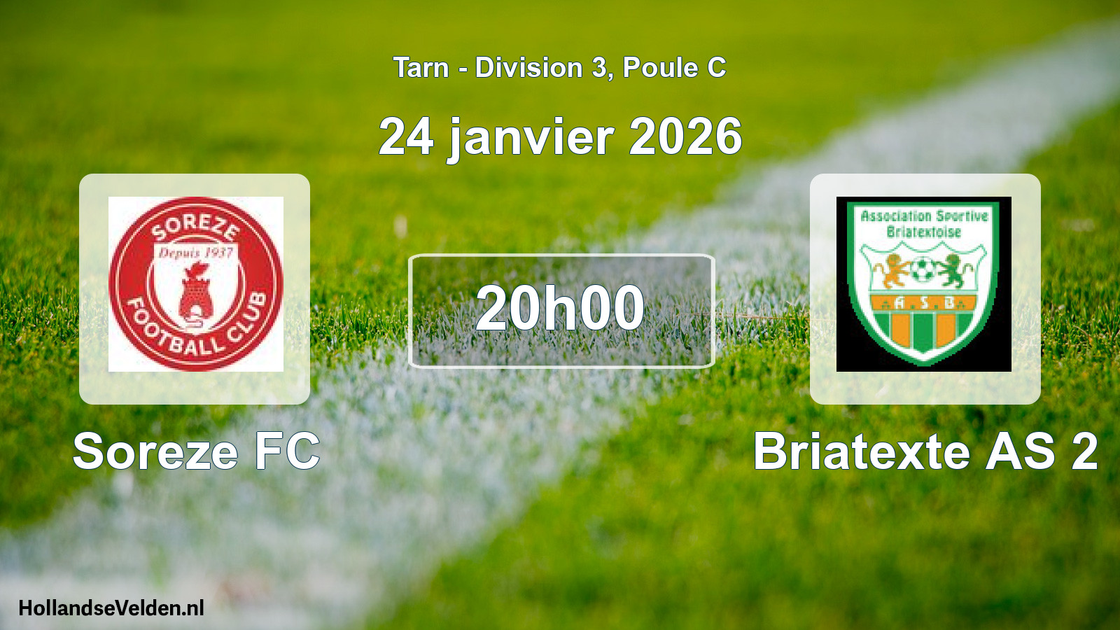 Match programmé: Soreze FC - Briatexte AS 2 (24 janvier 2026)