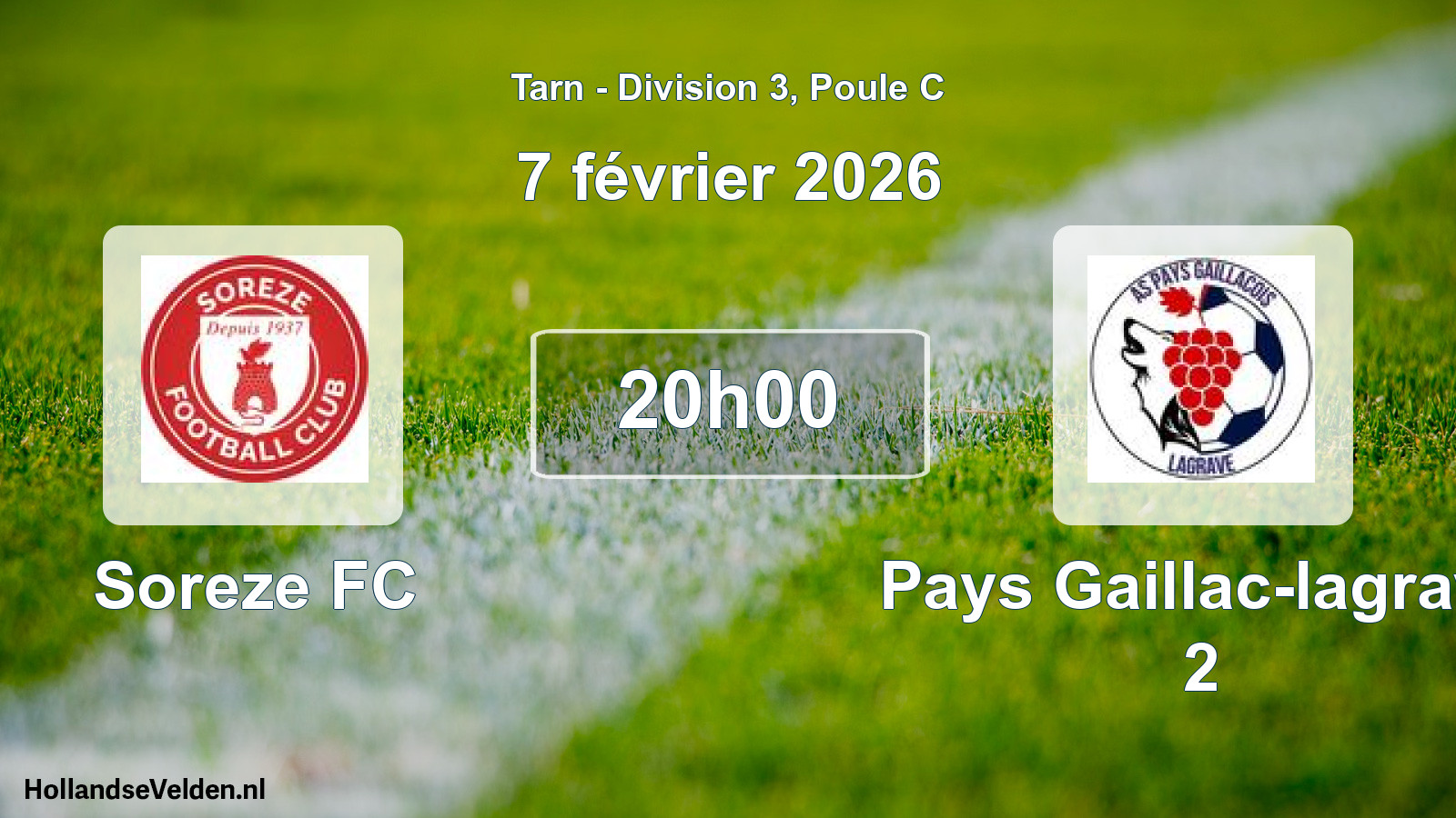 Match programmé: Soreze FC - Pays Gaillac-lagrave 2 (7 février 2026)