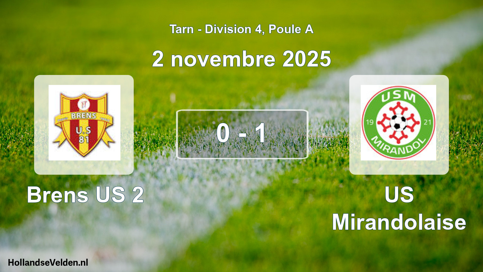 Match joué: Brens US 2 - US Mirandolaise 0 - 1 (2 novembre 2025)