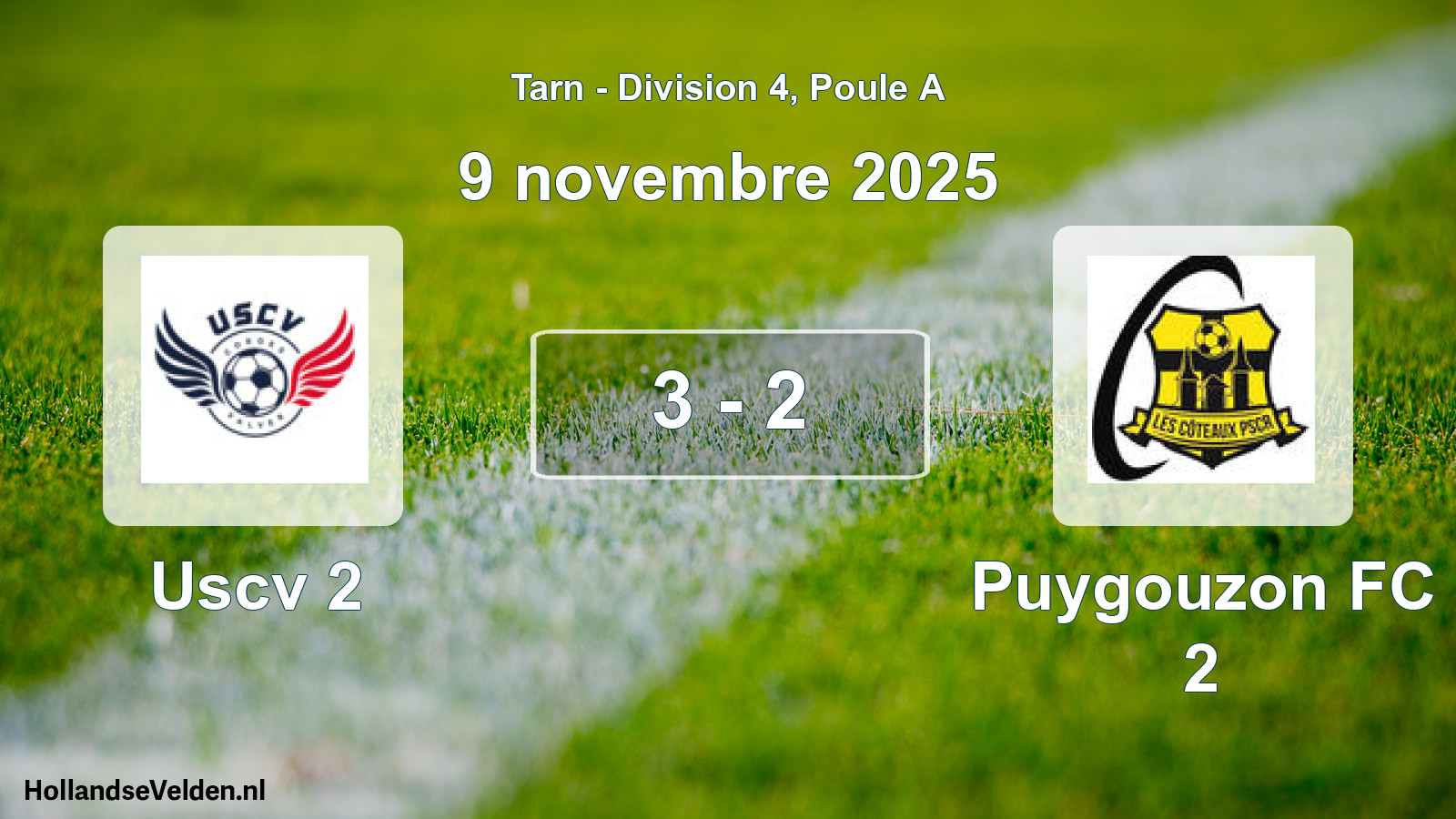Gespeelde wedstrijd: Uscv 2 - Puygouzon FC 2 3 - 2 (9 november 2025)