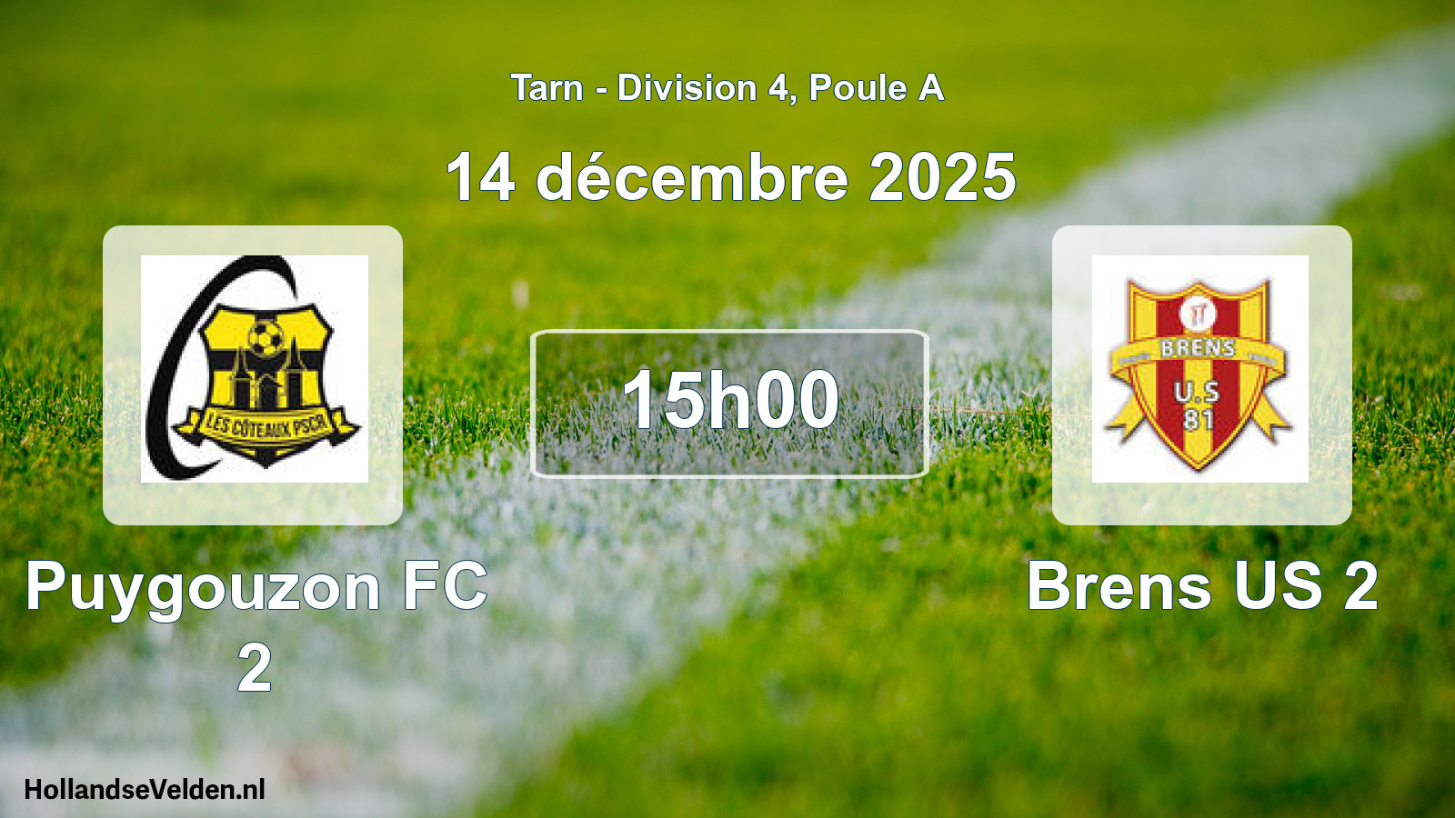 Match programmé: Puygouzon FC 2 - Brens US 2 (14 décembre 2025)