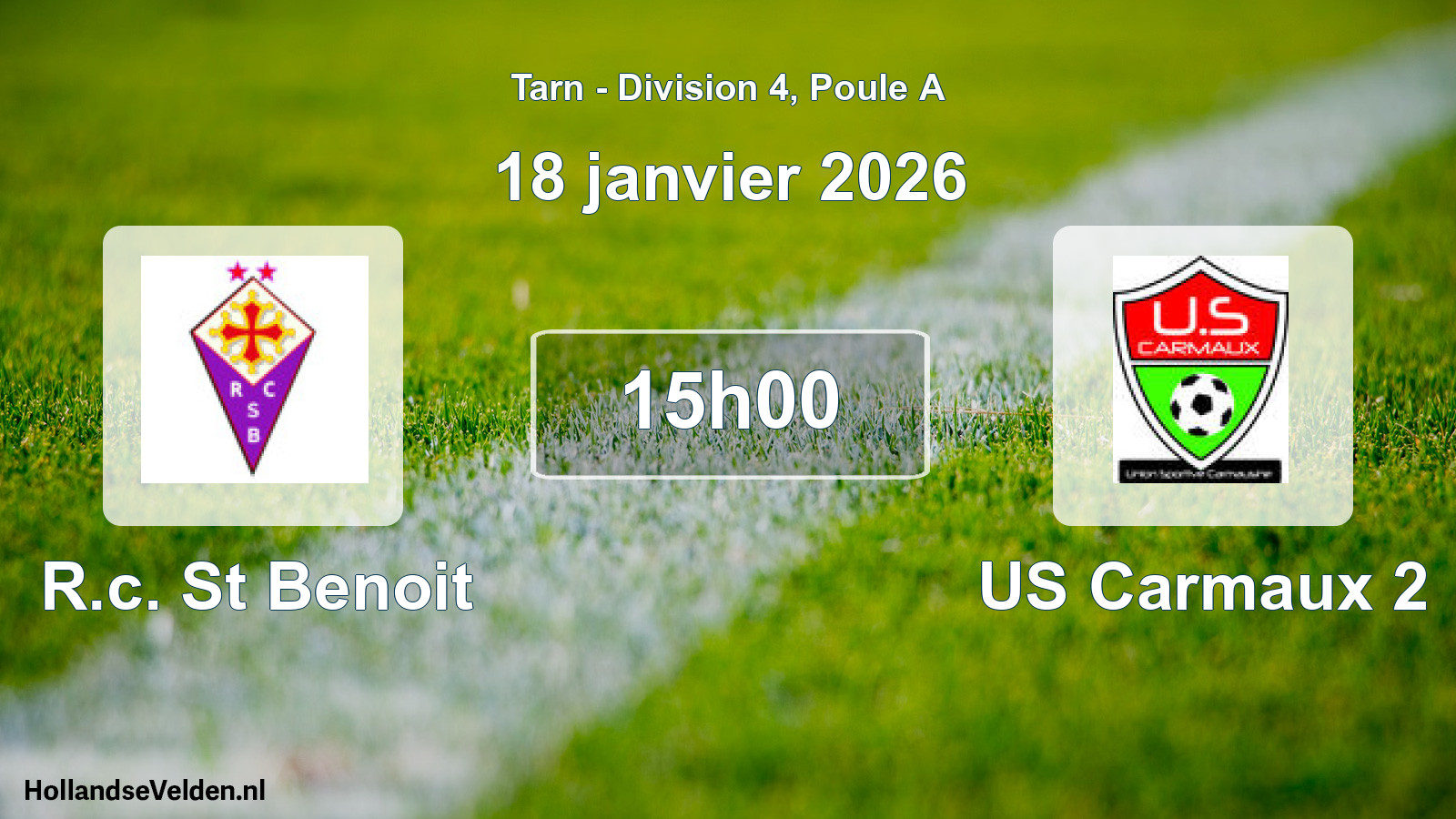 Match programmé: R.c. St Benoit - US Carmaux 2 (18 janvier 2026)
